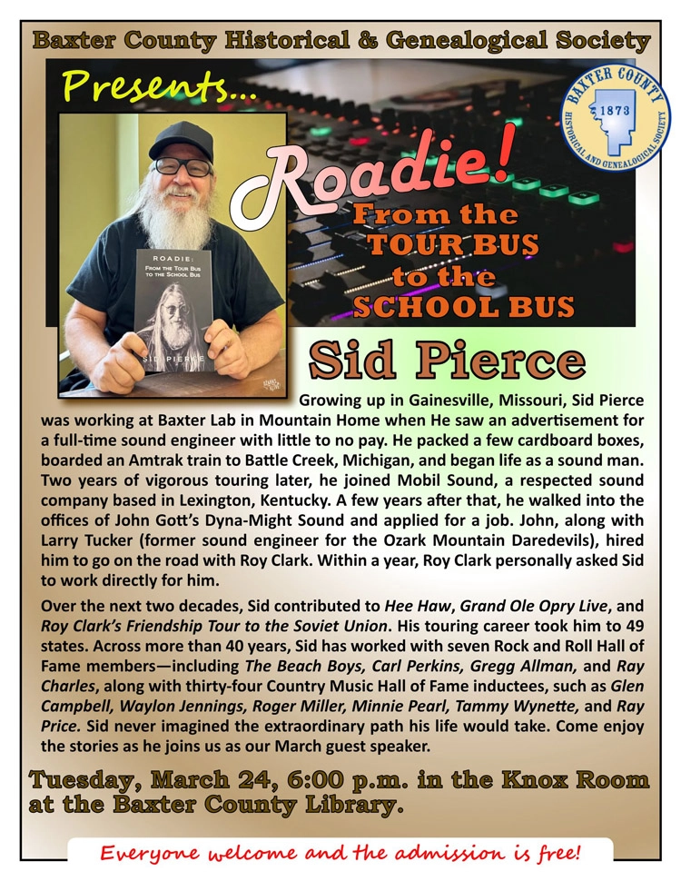 2026 03 March - Sid Pierce - Roadie